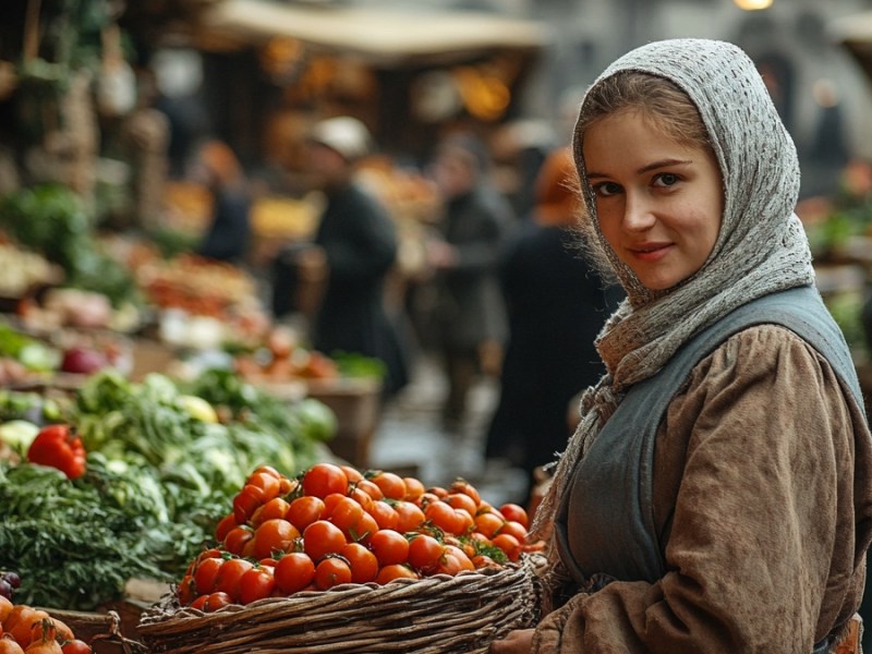 Ein Markt im Mittelalter. (KI-generiert)