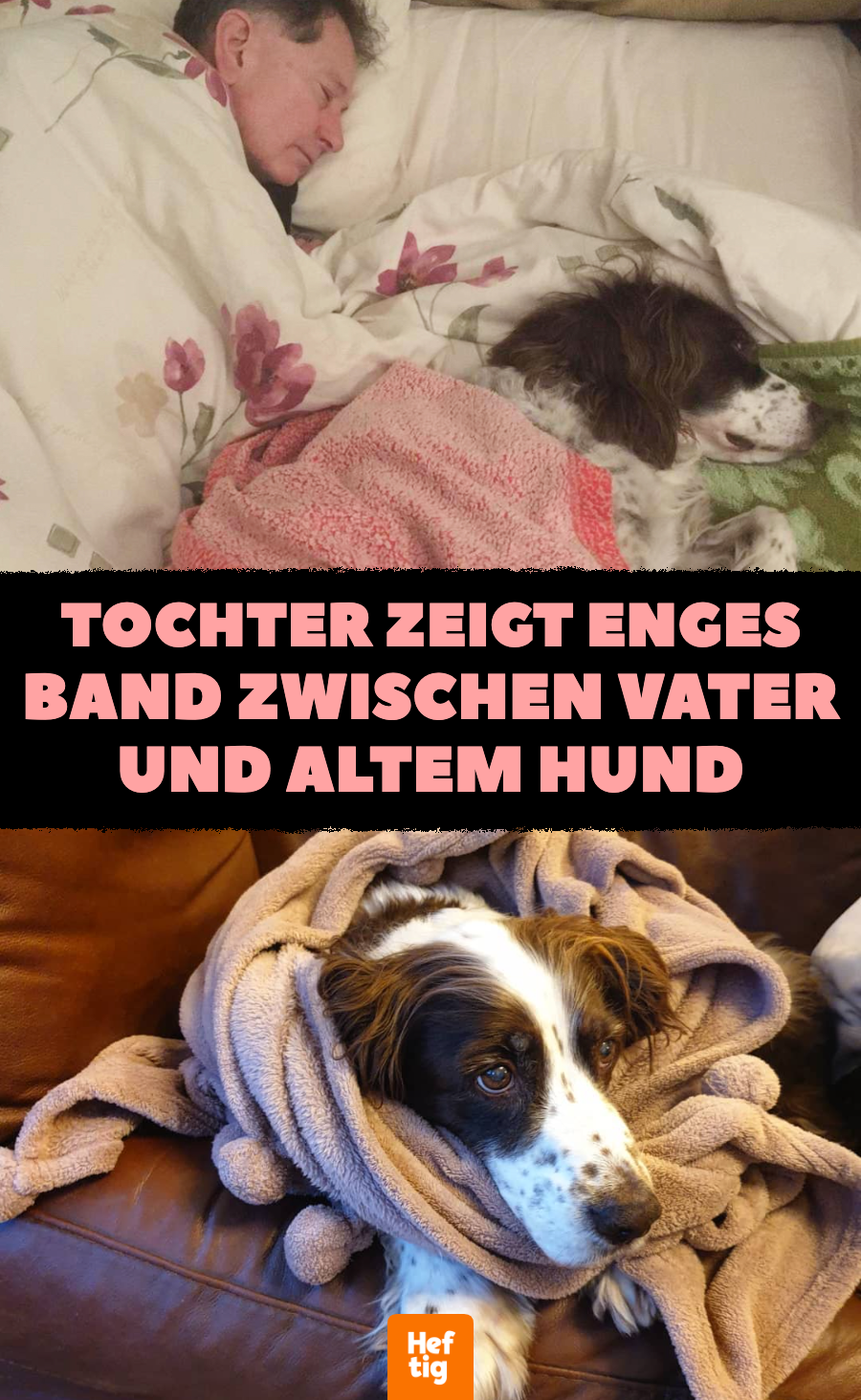 Tochter zeigt enges Band zwischen Vater und altem Hund