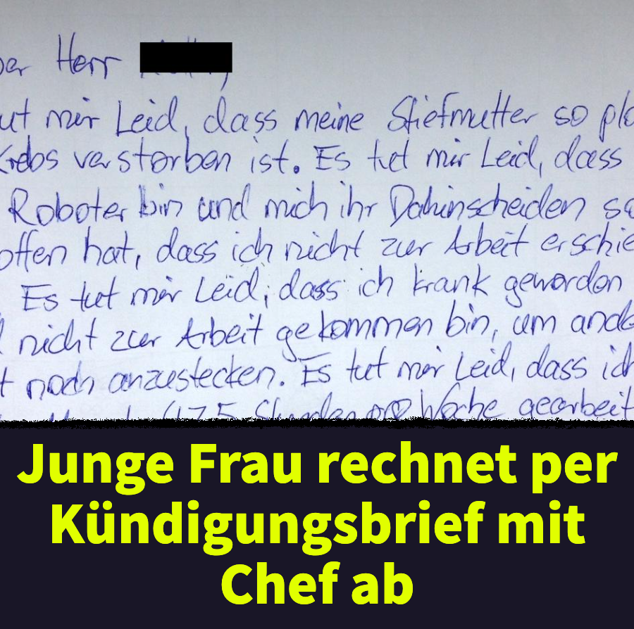 Junge Frau rechnet per Kündigungsbrief mit Chef ab