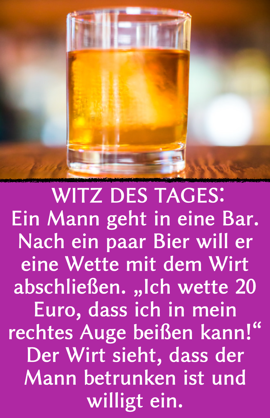 Witz des Tages: Wirt geht auf Wette ein