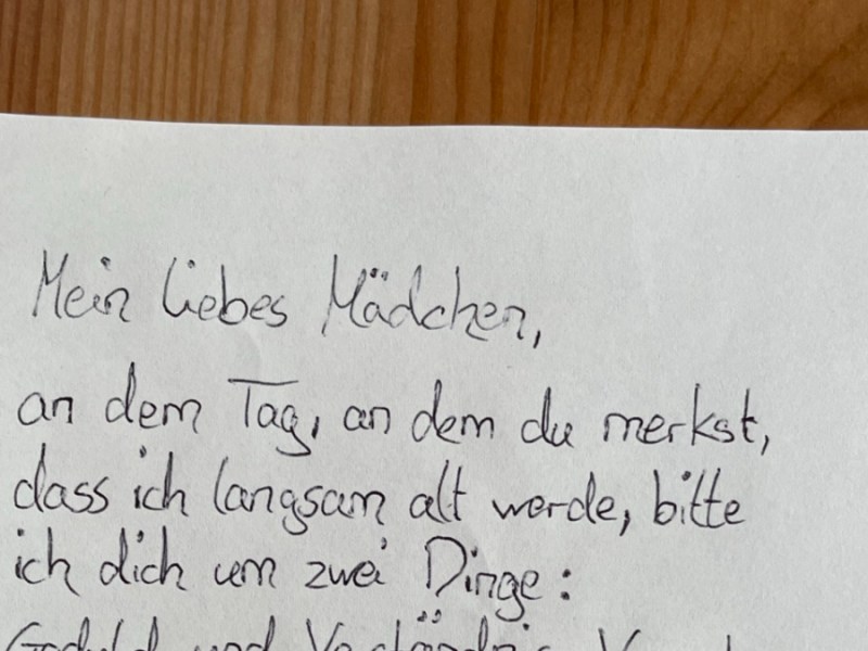 Ein Brief einer Mutter an ihre Tochter.