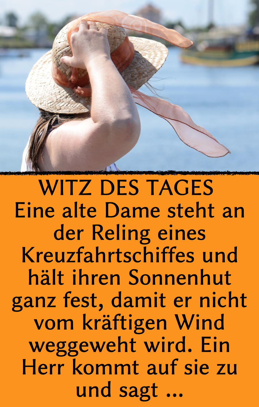 Witz des Tages: Frau entblößt sich, um Hut zu halten