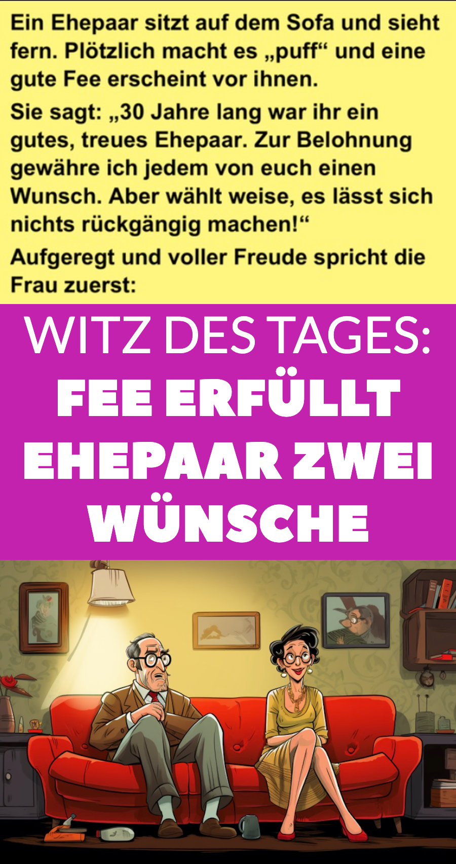 Witz des Tages: Ehemann vergeigt Wunsch von guter Fee